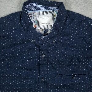 Cactus Man Ricky Singh Navy Blue Micro Dot Button Up Shirt Mens Size S   STAINED
